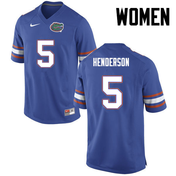 Women Florida Gators #5 CJ Henderson College Football Jerseys-Blue - Click Image to Close